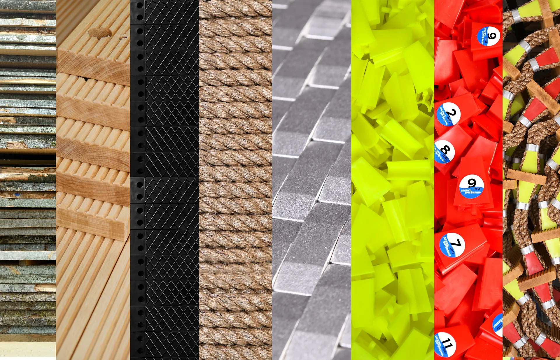 Everything under one roof — rope, timber, aluminium and chocks, side by side